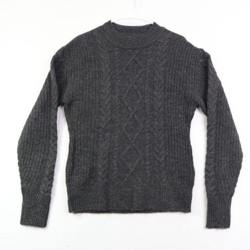 Brave Soul Sweater Womens Large Grey Long Sleeve Cable Knit Crewneck London